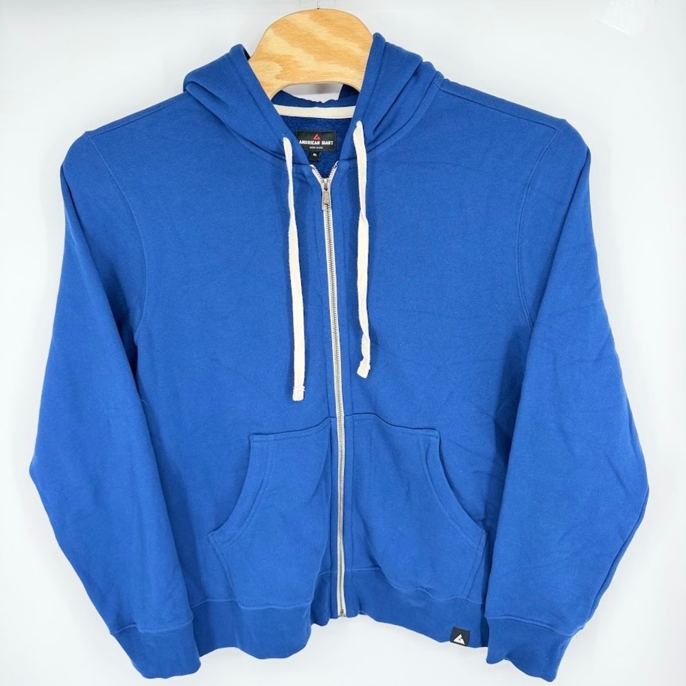 American Giant Carolina Midweight Full Zip Hoodie Men XL Estate Blue 100% Cotton